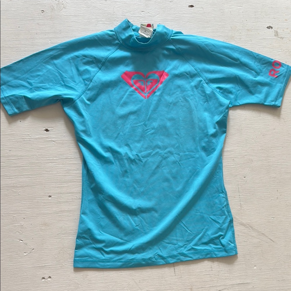 Roxy Blue Rash Guard with Pink Logo Size 12*